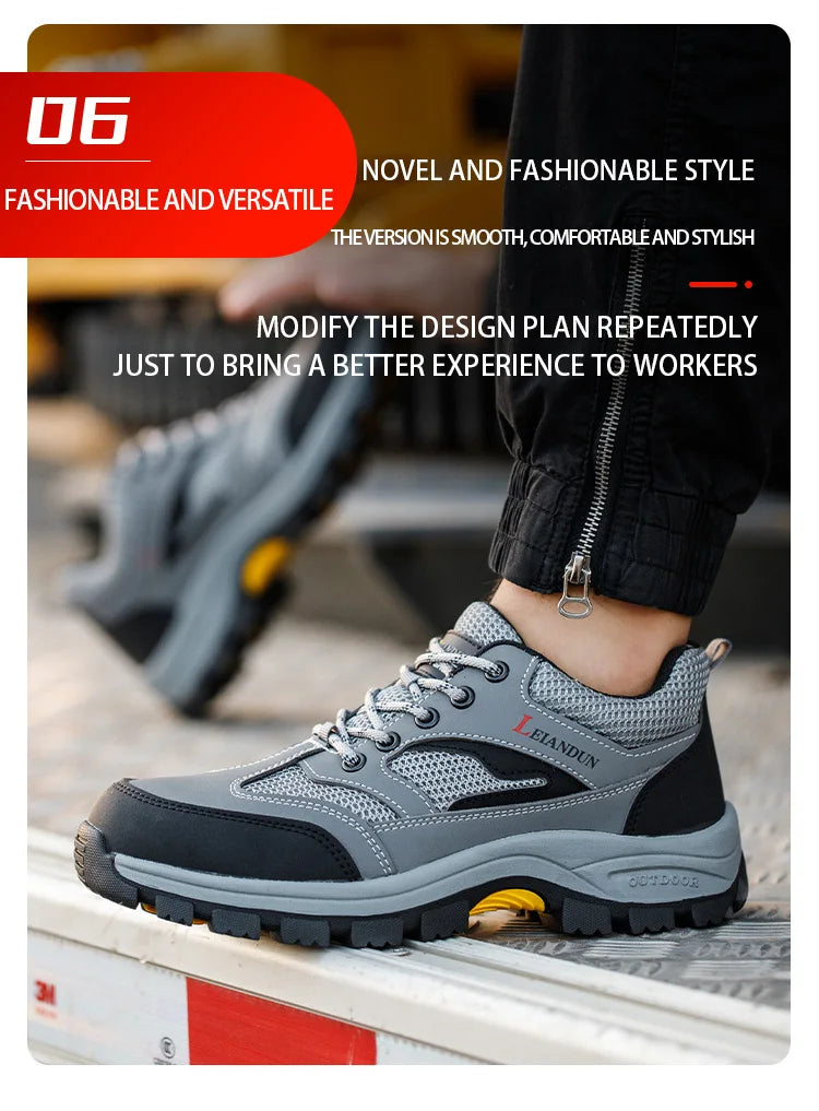 Men's Tactical Safety Shoes Breathable Steel Toe Puncture Resistant Work Shoes Wear-Resistant Protective Footwear