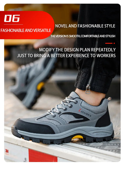 Men's Tactical Safety Shoes Breathable Steel Toe Puncture Resistant Work Shoes Wear-Resistant Protective Footwear