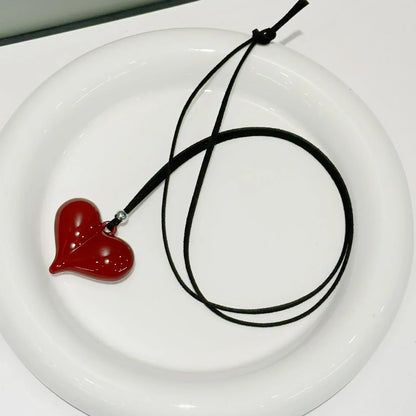 Heart Pendant Necklace for Women Men 85CM Adjustable Pull-out Sweater Chain Fashion Jewelry Accessory Gift