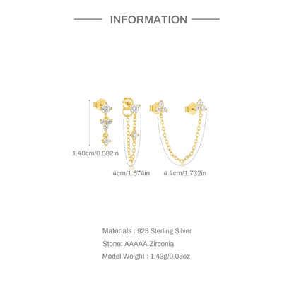 925 Sterling Silver WaterDrop/Flower/Pearl Earring Set For Women 18k Gold Plated 3 piece Earring Party Jewelry Gifts