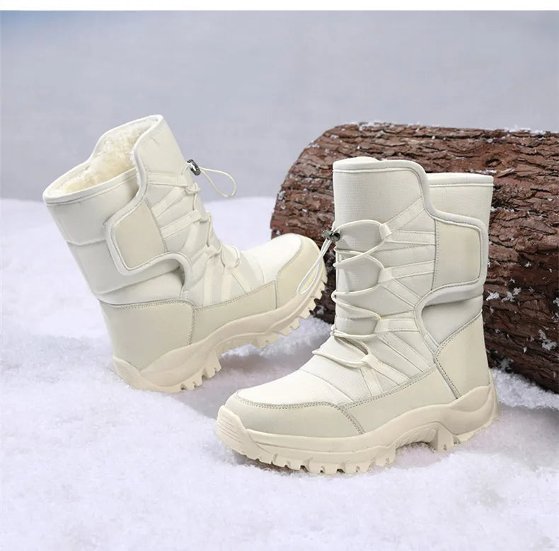 Men's Winter Shoes Waterproof Men's Boots Warm Plush Couple Snow Boots Outdoor Non-slip Hiking Boots Men Work Ankle Boots