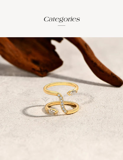 Exquisite Full Moissanite Ring D VVS1 Double Snake Shape for Woman Men S925 Sterling Sliver Birthday Gift Party Jewelry