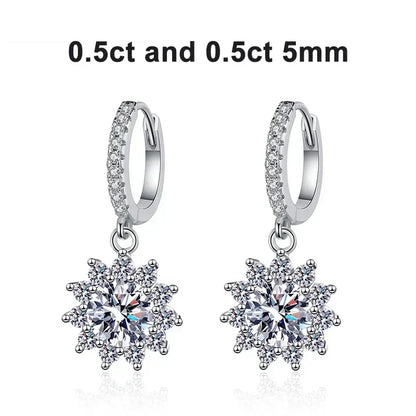 1ct Moissanite Earring 925 Sterling Silver with White Gold Plated Hoop Drop Earring for Women Wedding Engagement Jewelry