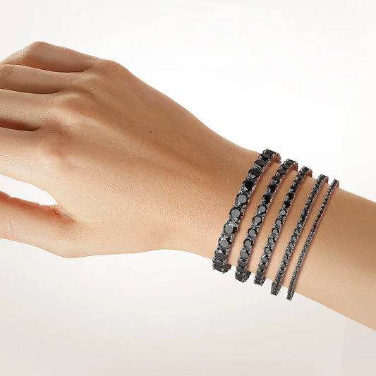 2mm 3mm 5mm Black Moissanite Tennis Bracelet For Women Man Gift S925 Sterling Silver Sparkling Lab Diamond Hand Chain