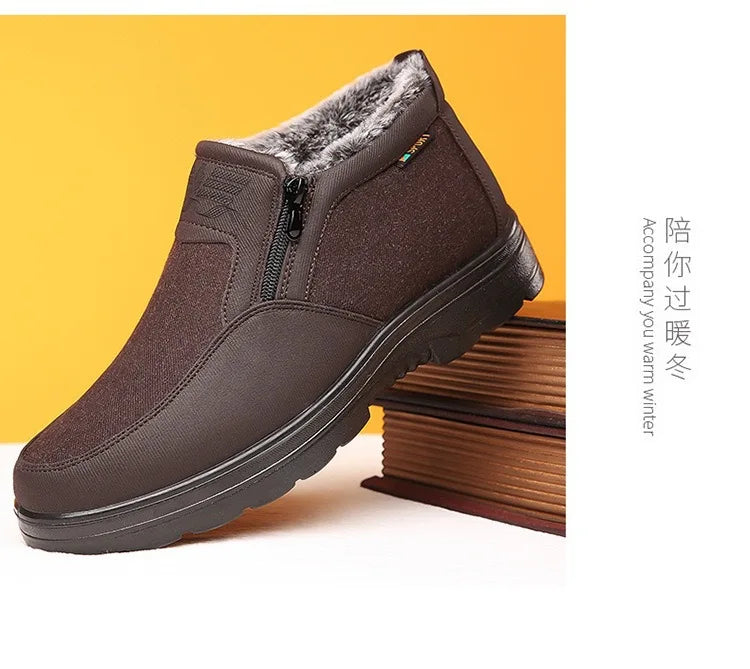 Winter high top men's cotton shoes with thick fleece, warm, waterproof, anti slip, oversized, unisex boots 38-48 boots for men