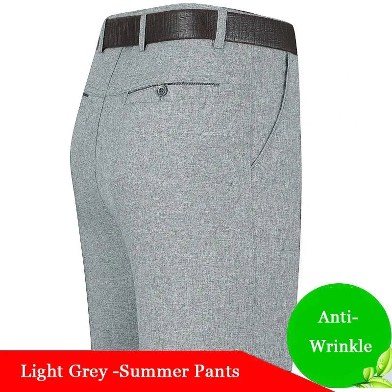 Men's Summer Thin Business Suit Pants Winter Autumn Thick Classic Casual Fashion Stretch Trousers Male Brand Clothes GOZBKF
