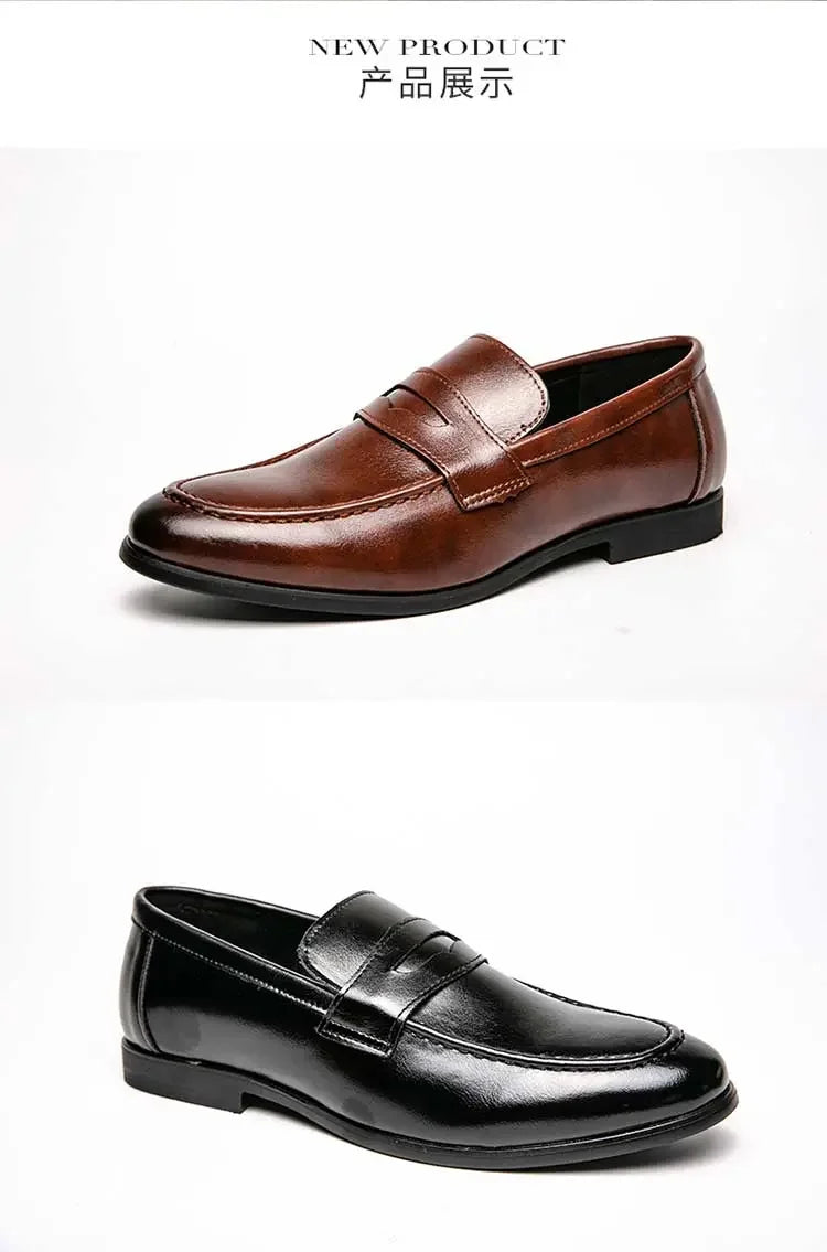 Mens Dress Shoes PU Leather Fashion Men Business Dress Loafers Pointy  Shoes