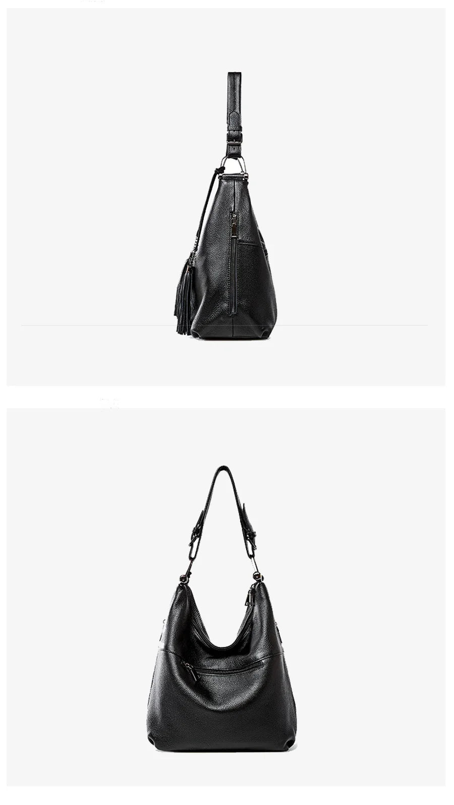 Fashion Tassel Women Shoulder Bag 100% Genuine Leather Daily Shopping Hobos Classic Large Red Tote Handbag Crossbody Bag