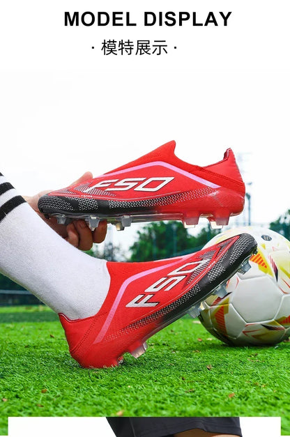 New Men Football Boots Non-Slip Boys Cleats Hot-selling Soccer Shoes Grass Outdoor Match Sneakers High-quality High-top Light