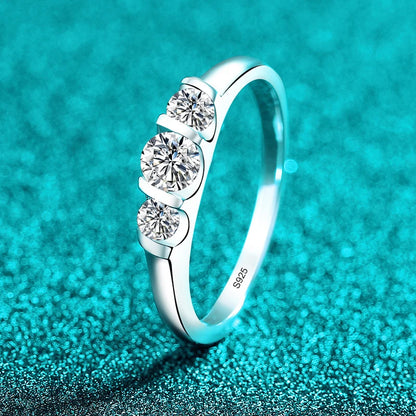 Full D VVS1 Moissanite Ring for Women 925 Sterling Silver with 18 K Gold Plated Wedding Party Women's Ring Fine Jewelry