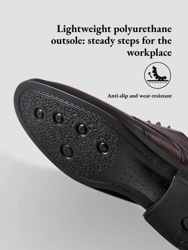 Golden Camel Men's Derby Shoes 2026 Business Casual Soft Sole Leather Shoes Brand Design Soft Soles Non-slip Velvet Warm Loafers