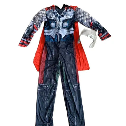 Children Thor Muscle Cos Costumes Cloak Boy Superhero Cosplay Costume With Mask Jumpsuits Halloween Carnival Clothes for Kids
