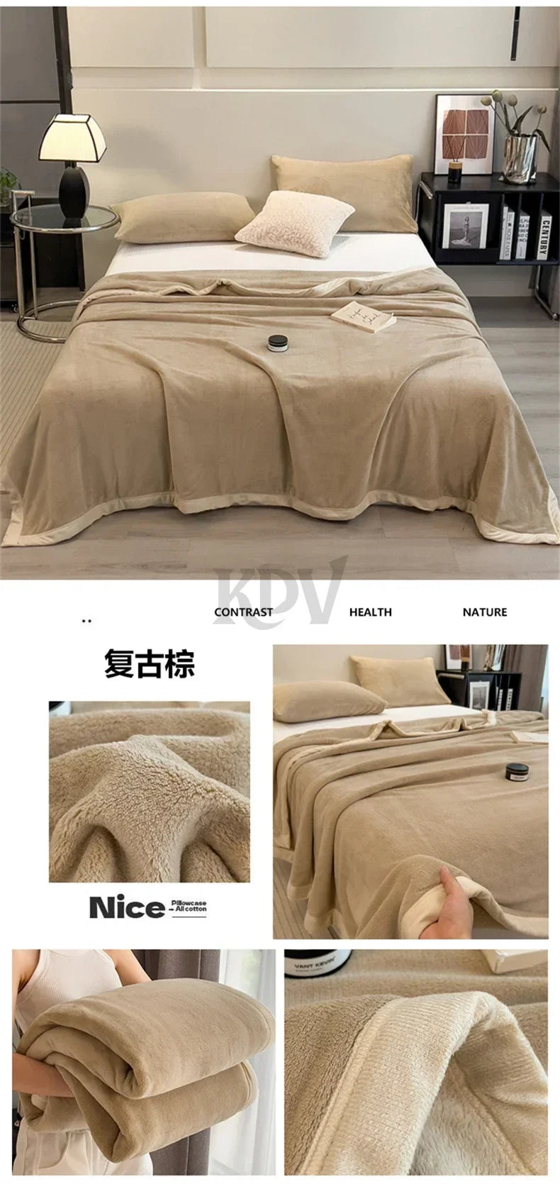 Double Layer Solid Color Milk Velvet Blanket Autumn Winter Thicken Warm Plush Blanket for Bed Sofa Single Double Thick Bed Sheet