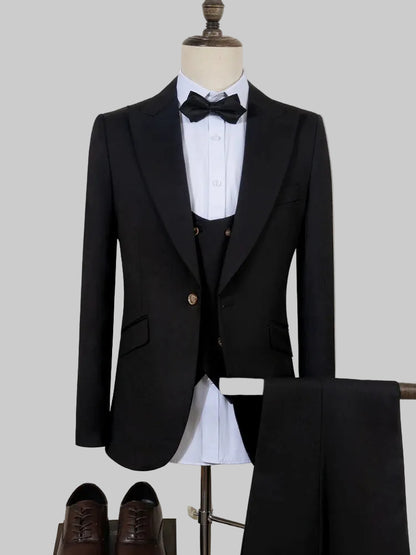 3-piece set black Groom Suit Elegant Wedding Tuxedo Formal Party Blazer for Men Stylish Slim Fit man suit