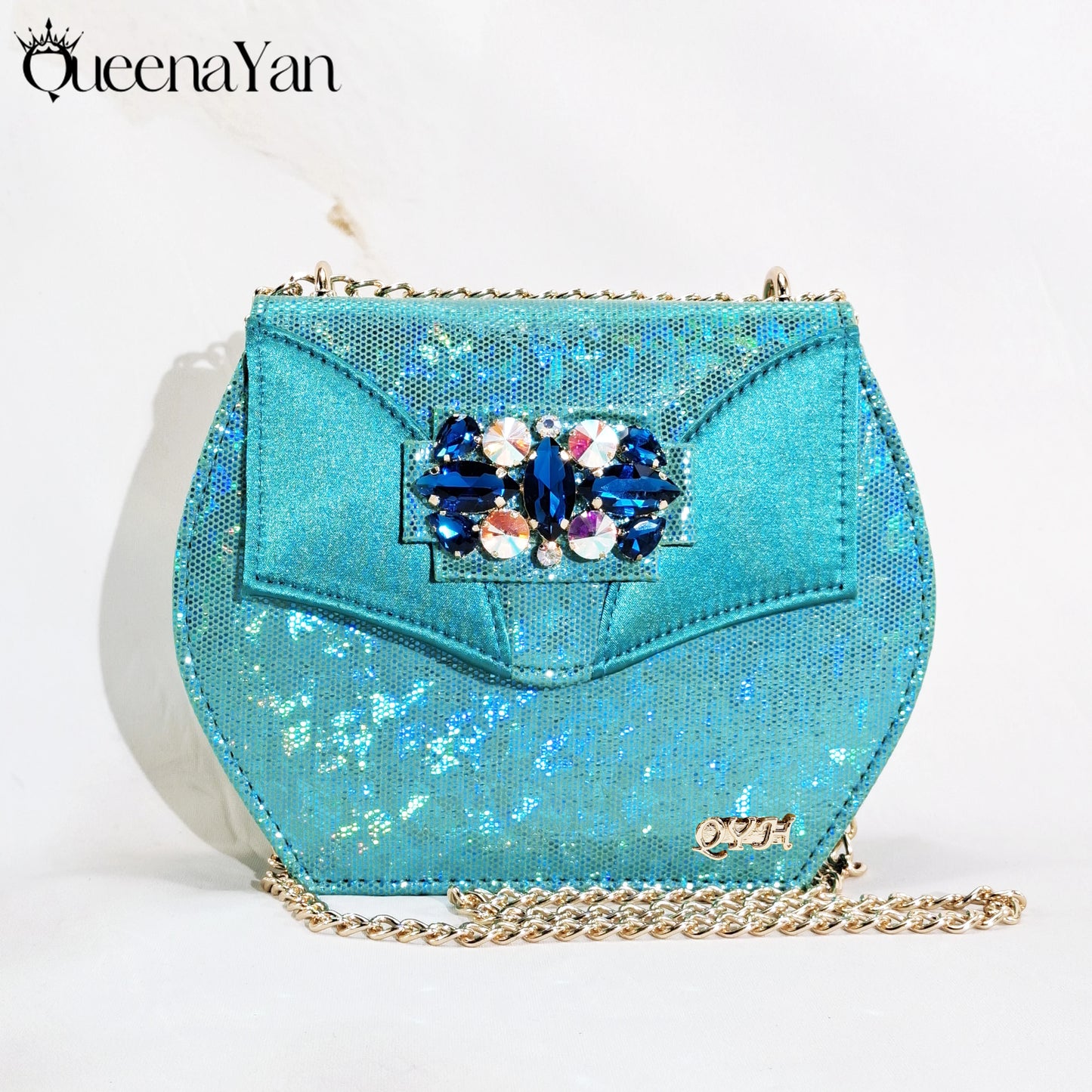 Special Synthetic Fabrics Design Teal Color Women's Matching Shoe and Bag Set  for Weddings and Parties