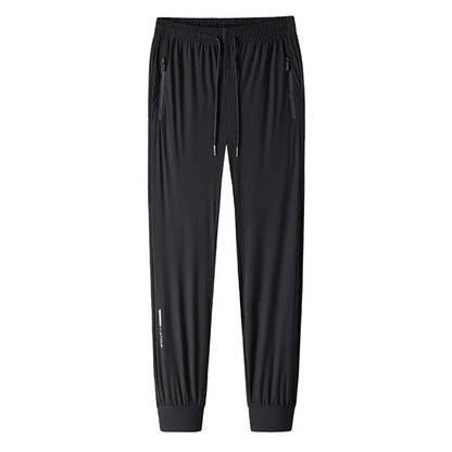 Ice Silk Long Pants For Men's Summer Quick Drying Loose Straight Leg Pants High Elasticity Sports Leggings Casual Pants
