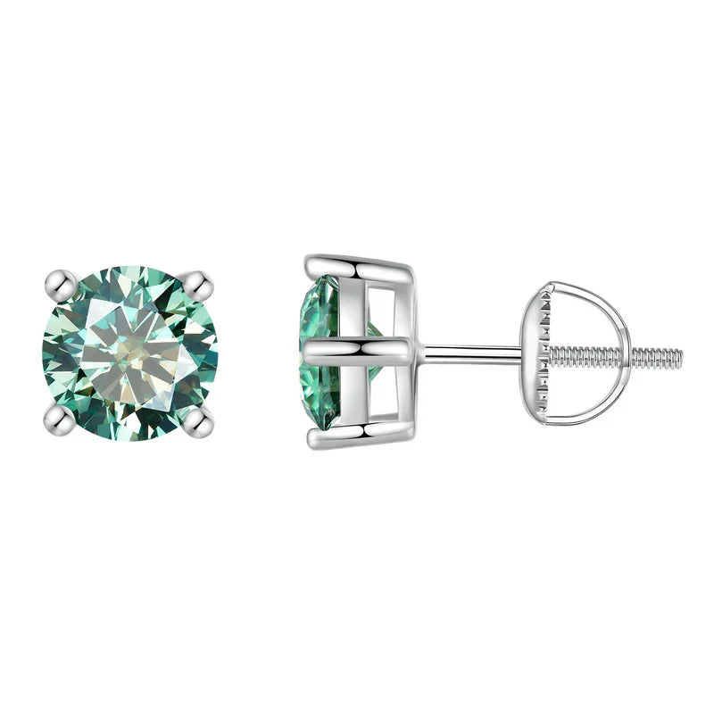 Green Moissanite Earrings for Women Solid 925 Sterling Silver Heart Prong 2CTTW VVS1 Lab Diamonds Wedding Jewelry