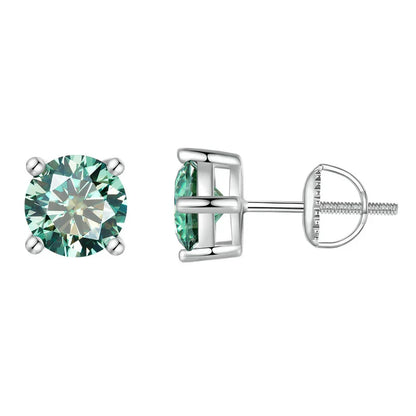 Green Moissanite Earrings for Women Solid 925 Sterling Silver Heart Prong 2CTTW VVS1 Lab Diamonds Wedding Jewelry