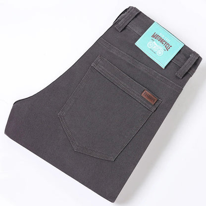 2026 new Cotton Elastic Men's Jeans Spring Fitted Straight Business Casual Trousers Soft Comfortable Fashion Korean Denim Pants