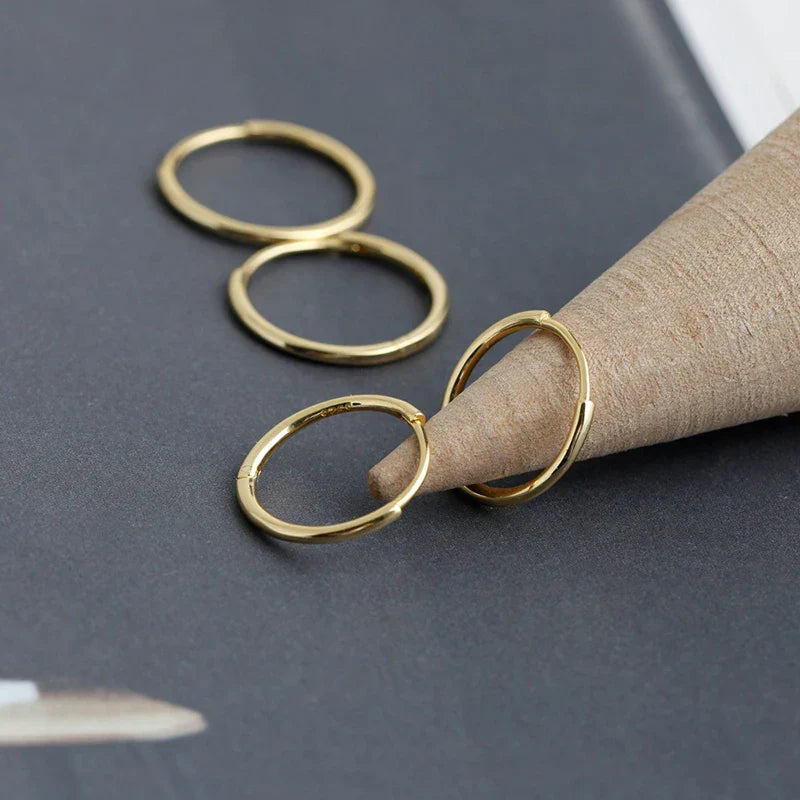 925 Sterling Silver Minimalist Glossy Circle Hoop Earrings for Women Fashion Simple Ear Bone Piercing Jewelry Accessories