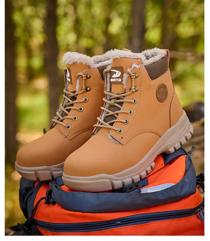 Winter Warm Men's Work Safety Boots Waterproof Sturdy Steel Toe Shoes Sports Shoes Safety Protection Cold Prevention