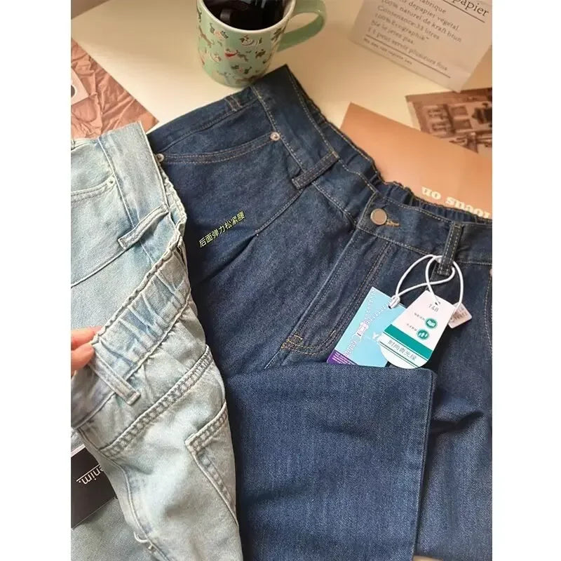 Fashionable Vintage Wide-Leg Jeans For Women New Summer 2024 Slimming Design Sensible Banana Harem Pants Denim Cotton Material