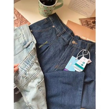 Fashionable Vintage Wide-Leg Jeans For Women New Summer 2024 Slimming Design Sensible Banana Harem Pants Denim Cotton Material