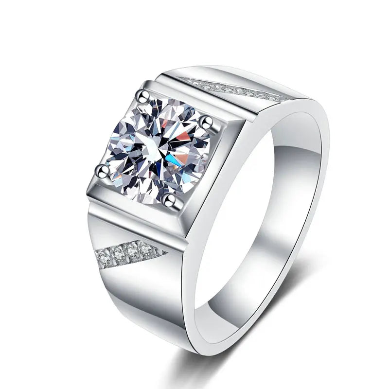 D VVS1 Moissanite Men Ring GRA Certified Diamond Sparkling Wedding Band Original 925 Sterling Silver Plated 18k rings