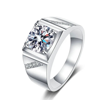 D VVS1 Moissanite Men Ring GRA Certified Diamond Sparkling Wedding Band Original 925 Sterling Silver Plated 18k rings