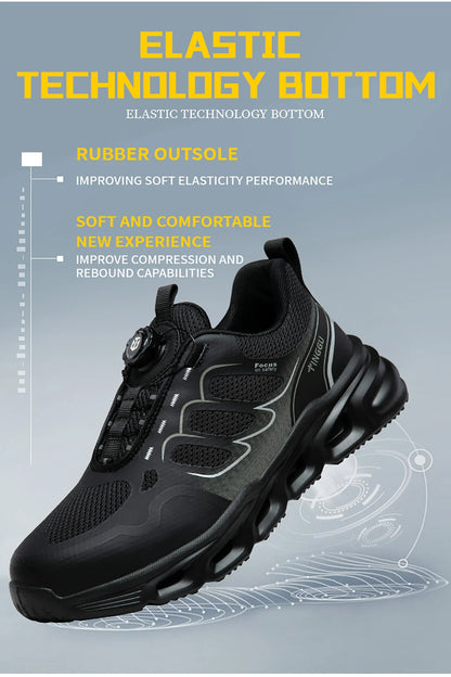 NEW Rotary Buckle Security Boots for Men WorkSneakers Women Boots Breathable Steel Toe ShoesSafety Puncture-Proof Men Boots