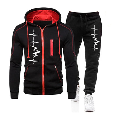 High Quality Autumn Winter Outdoors Hoodie Daily Men's Clothing Jogging Casual Sports Single Piece Zipper Jacket and Sport Pants