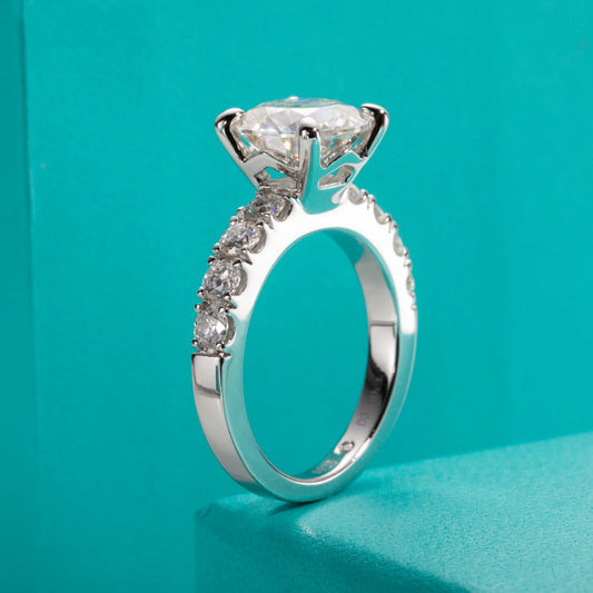 4.3cttw D Color Moissanite Engagement Rings 925 Sterling Silver 18k Gold Plated Lab Created Diamond Wedding Band Rings