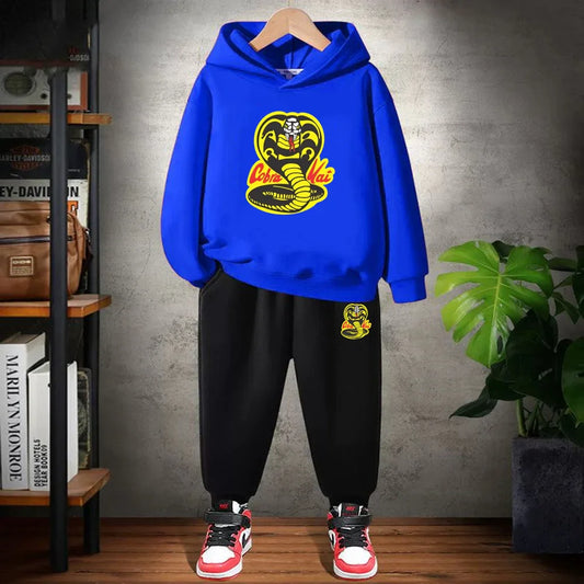 Children's Hoodie+Pants black Children cobra stamp Coat Boys Girls Hoodie Tops Leisure Sweatshirr Toddler 3-12 Year Clothing