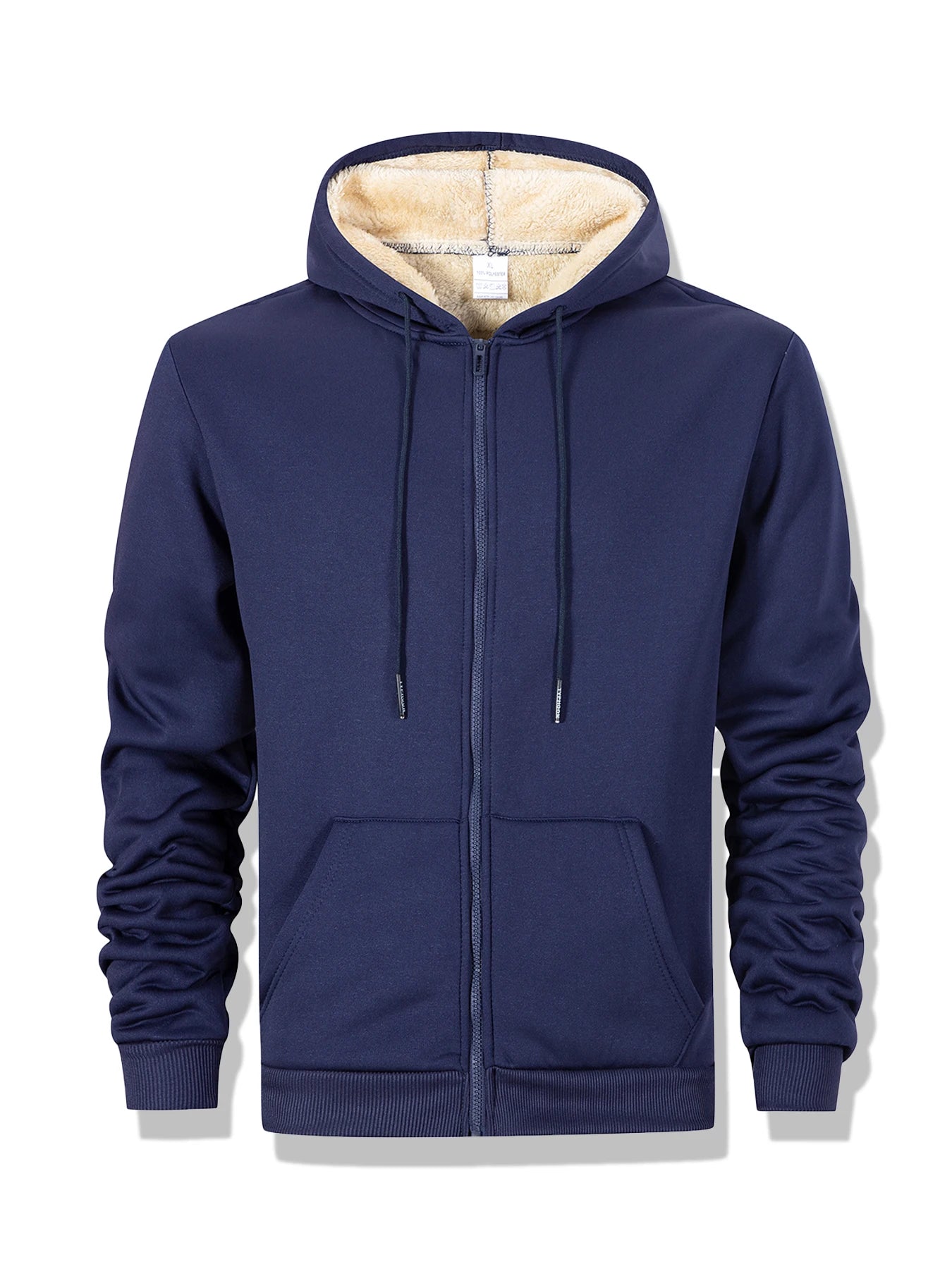Winter Thick Fleece Zipper Hoodies Thicken Warm Jackets Long Sleeve Sweatshirts Casual Sports Fleece Black Coats Hooded Men Coat