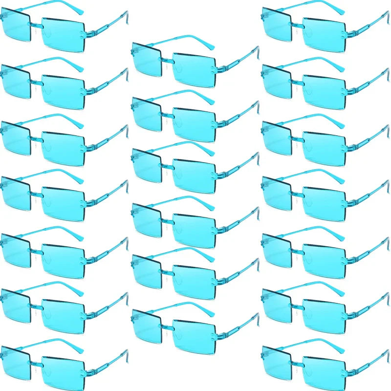 20 Pcs Per Set Rimless Rectangle Sunglasses Fashion Gradient Ocean Lenses Shades Ins Trendy Beach Vacation Sun Glasses