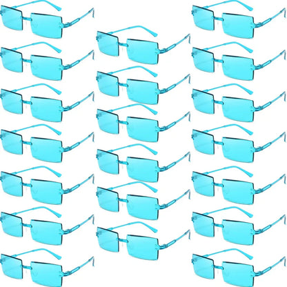 20 Pcs Per Set Rimless Rectangle Sunglasses Fashion Gradient Ocean Lenses Shades Ins Trendy Beach Vacation Sun Glasses