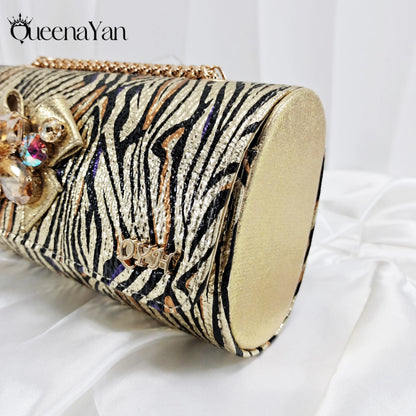 Women Elegant Gold High Heel Shoe and Matching Bag Set with Rhinestone Accents Stylish Peep Toe Design for Party