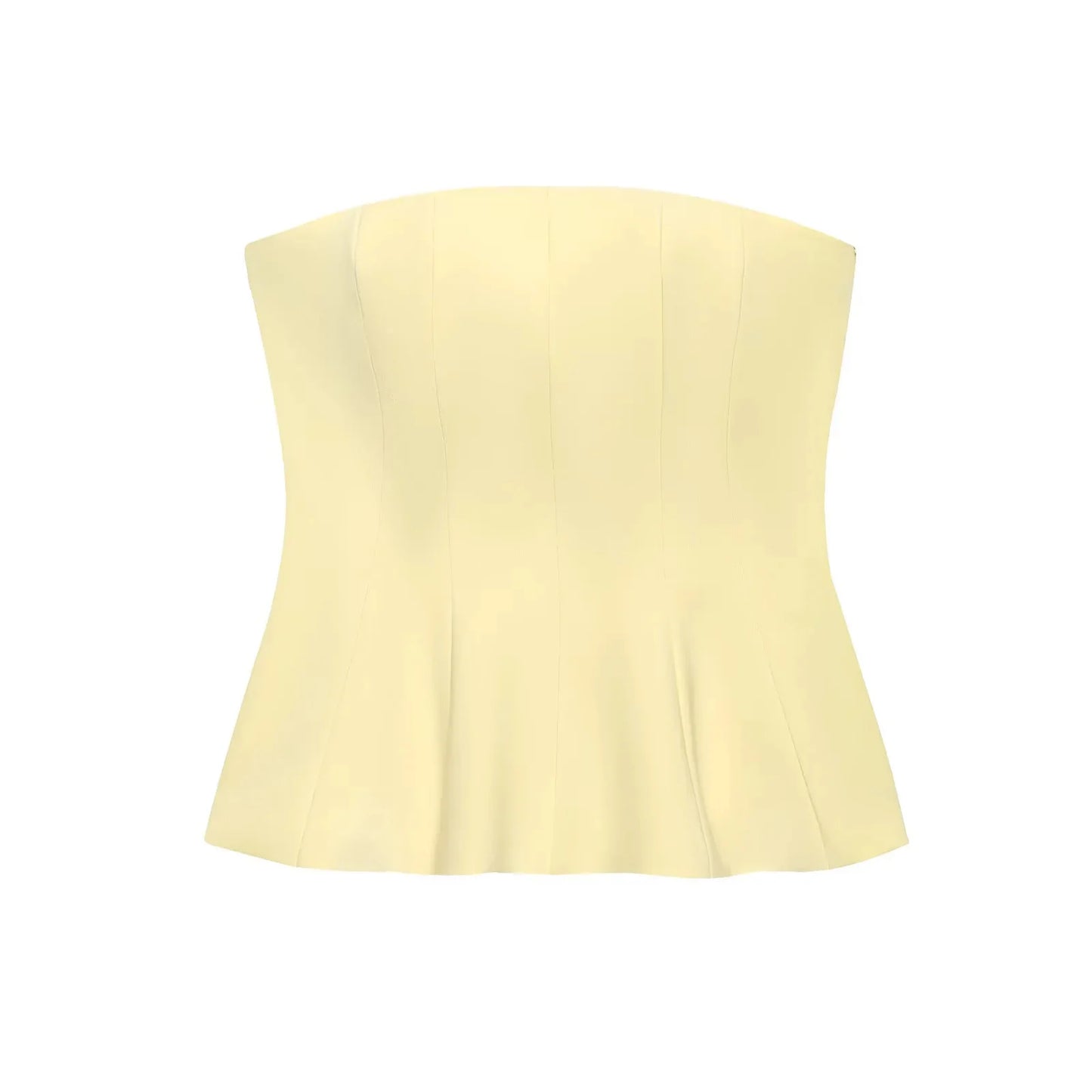 2026 Spring Summer Butter Yellow Sexy Women Tops Fashion Solid Strapless Short Tops Chic Streetwear Ladies Tops