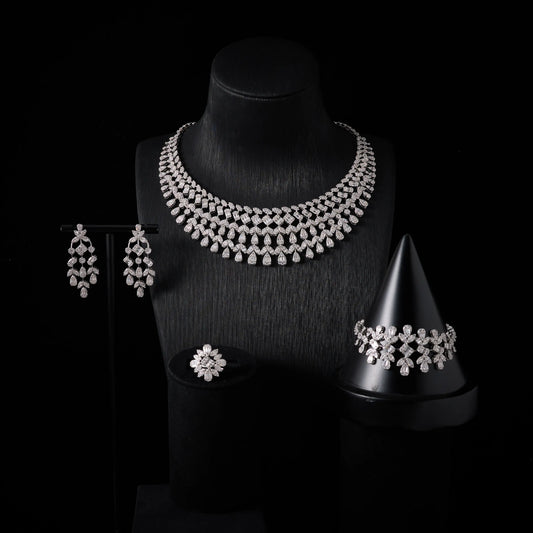 Women's Wedding Cubic Zircon Jewelry and Accessories Bridal Jewellery Set Luxury New in Matching Sets