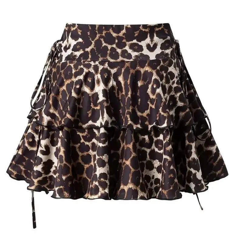2026 Leopard Print Slight Strech Skirt Women Summer Fashion Outdoor Versatile High Waist Slim Fit Elastic Waist Short Skirt