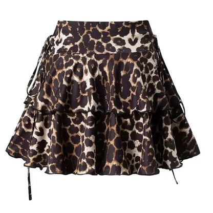 2026 Leopard Print Slight Strech Skirt Women Summer Fashion Outdoor Versatile High Waist Slim Fit Elastic Waist Short Skirt