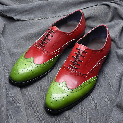 Luxury Men's Wedding Oxford Dress Shoes Genuine Cow Leather Lace-up Wingtip Brogue Office Business Social Formal Shoes for Man