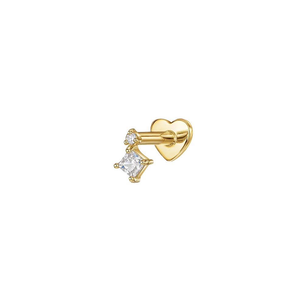 1PC 925 Sterling Silver Crown Horse Eye Zircon Heart Flat Head Cartilage Piercing Stud Earring For Women Claasic Earring