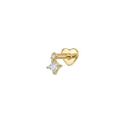 1PC 925 Sterling Silver Crown Horse Eye Zircon Heart Flat Head Cartilage Piercing Stud Earring For Women Claasic Earring