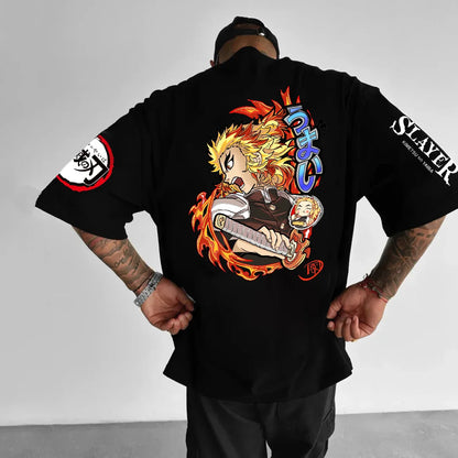 Demon Slayer Anime Men's T Shirts Summer Y2k Clothes Women Casual Cotton Oversized Short Sleeve Tee Streetwear Top Unisex