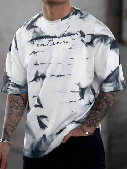 3D Printing Summer New Men's Casual Simple Short-Sleeved T-Shirt Polyester Fiber Comfortable Breathable Printed Short-Sleeved