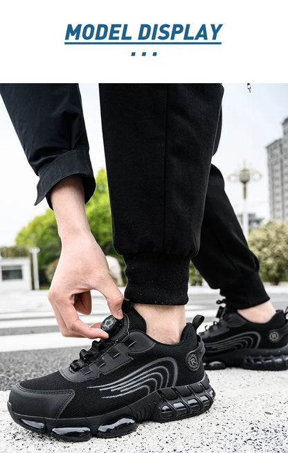 Rotating Button Work Safety Shoes for Men protection Safety Work Shoes Anti Puncture Work Sneakers Anti-smash Steel Toe Boots