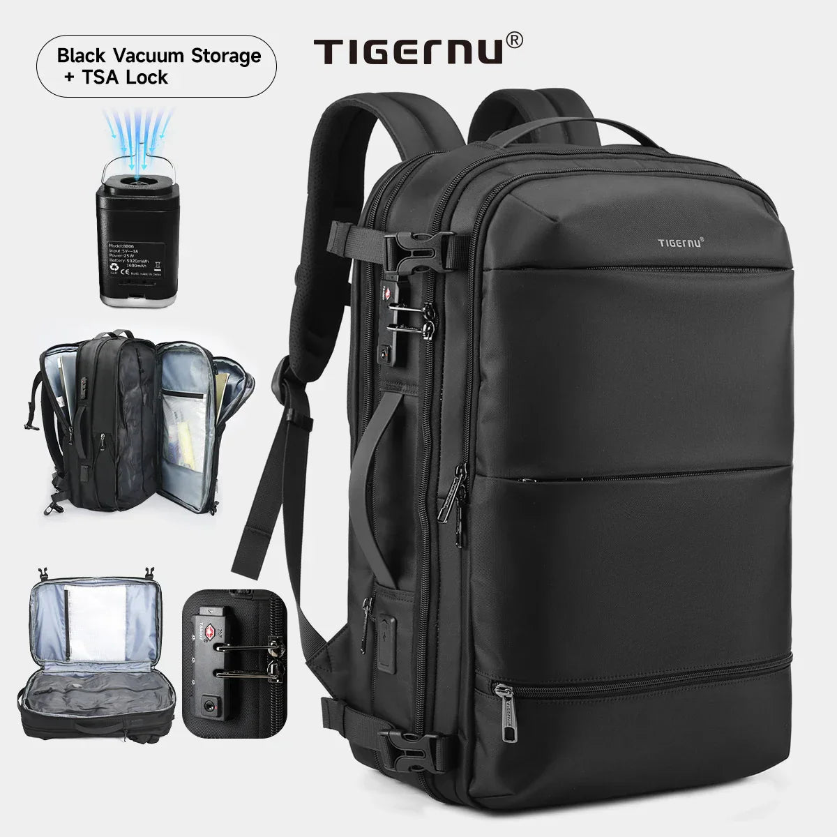 Vacuum Compression Backpacks Men Travel Backpack Expandable USB Bag Large Capacity 17 Laptop Bags For Schoo Cabin Bags