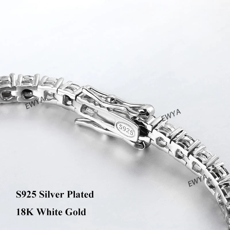 Full 3/4/5/6.5MM D Color Blue Green White Moissanite Tennis Bracelet for Men Women S925 Silver All Diamond Link Bracelets