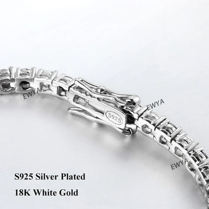 Full 3/4/5/6.5MM D Color Blue Green White Moissanite Tennis Bracelet for Men Women S925 Silver All Diamond Link Bracelets